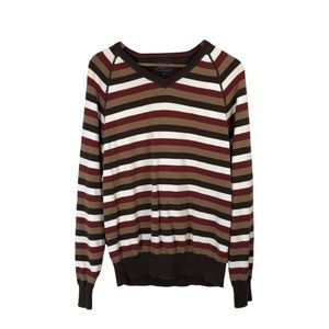 COTTONFIELD Vintage Brown Striped Dad Sweater XL